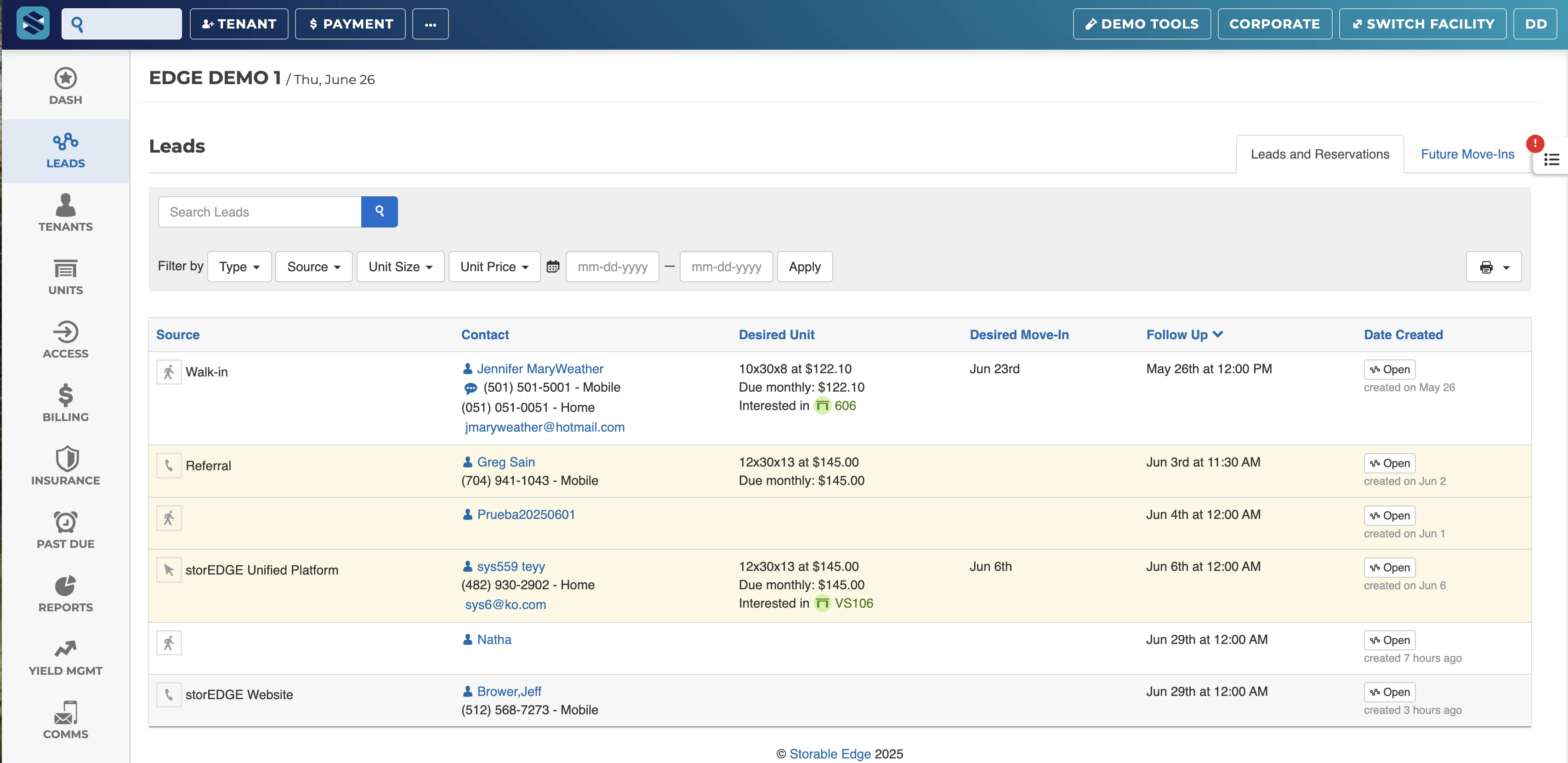 screenshot of Storable Edge